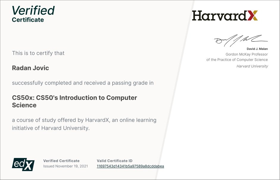 CS50x: Introduction to Computer Science Certificate